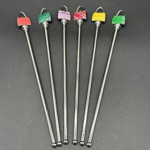 Swizzle Sticks Drink Stirrer Metal Enamel Rainbow Cocktail Bar Miche Purse Promo